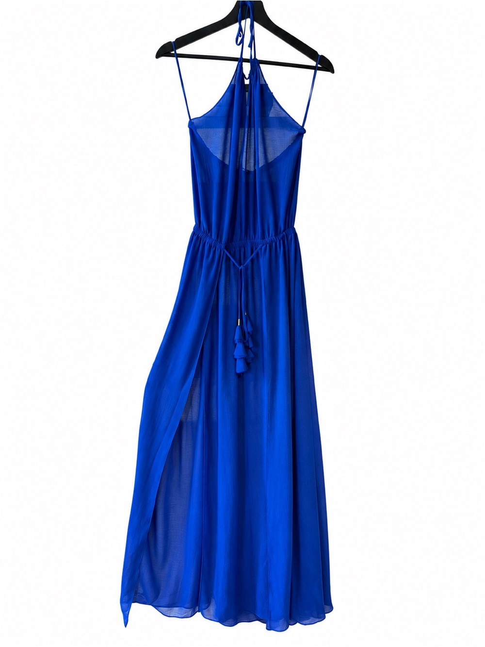 Ramy Brook Electric Blue Sheer Halter Swim Coverup